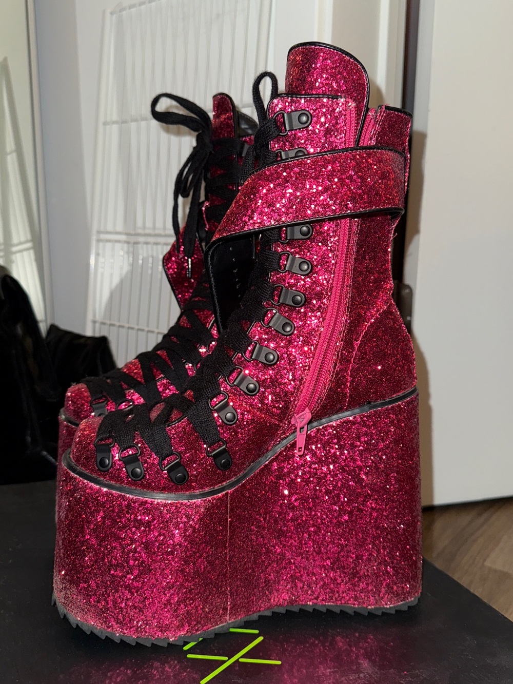 Club Exx Pink Glitter Rave Boots | Size 5 - Picture 4 of 8